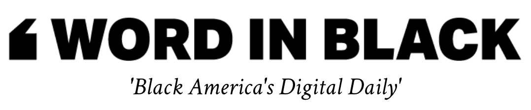 Text in bold: '4 WORD IN BLACK'; underneath, a smaller sentence: 'Black America's Digital Daily'.