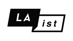 Graphic with stylized text reading 'LA' in a bold black rectangle and 'ist' in a white rectangle, forming the phrase 'LAist'.