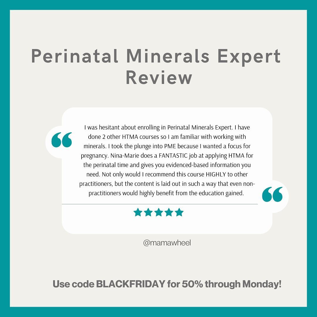 🚨Use code BLACKFRIDAY for 50% off of Perinatal Minerals Expert today through Monday and save $348.50!

Here are 3 reviews from students of Perinatal Minerals Expert.

I created this so that you can see how important minerals are for getting ready to