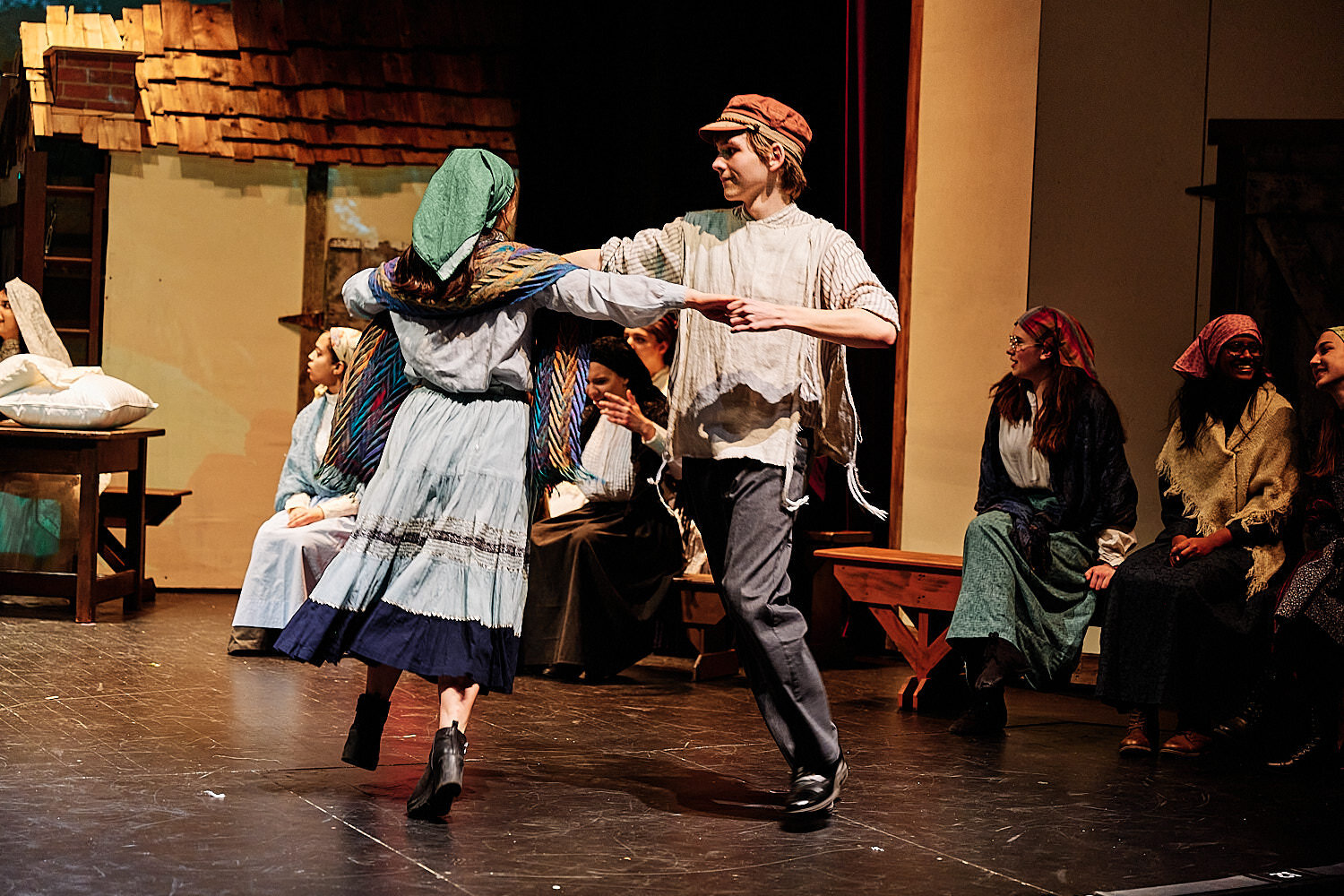  Connery Brown is performing Perchik in Sewickley Academy’s high school musical Fiddler on the Roof in February 2020. Pittsburgh, Western pennsylvania. Lots of dancing and action on stage. 