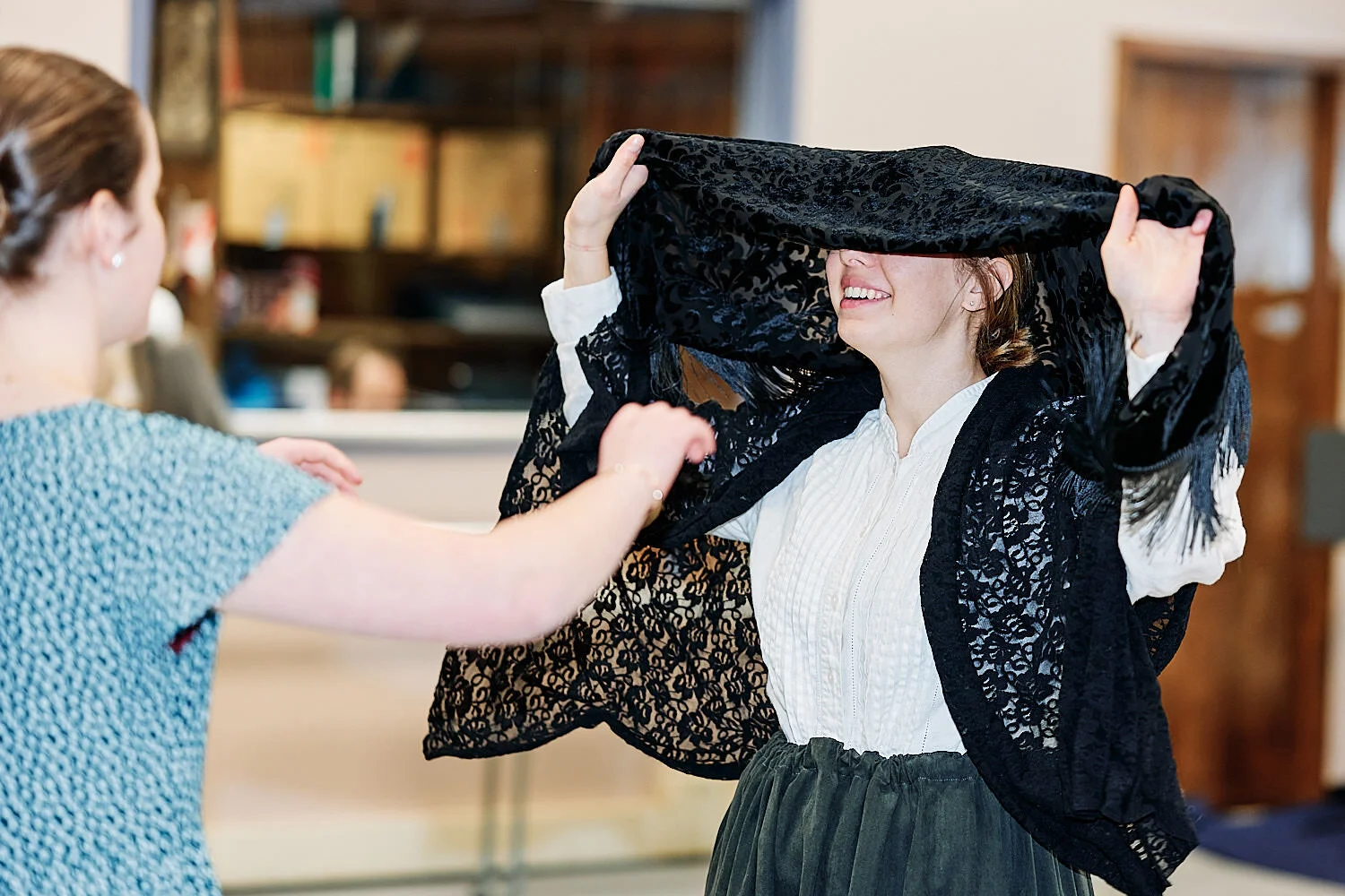  Zoe Luther is performing Yente in Sewickley Academy’s high school musical Fiddler on the Roof in February 2020. Pittsburgh, Western pennsylvania. Lots of dancing and action on stage. 