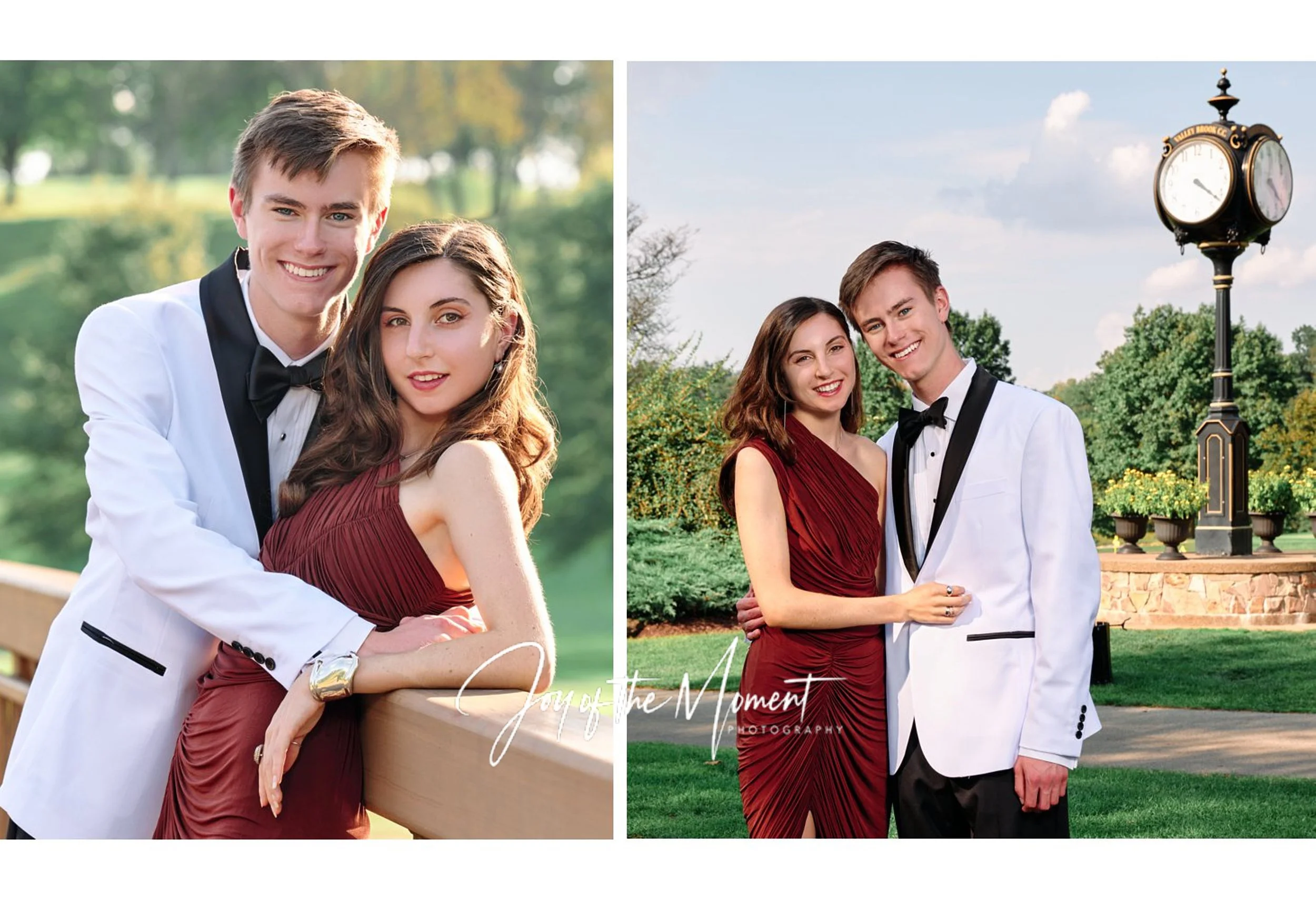  Portraits from Homecoming Dance at Valley Brook Country Club, south of Pittsburgh PA.  Nikki Golestan & Jonathan Robert Colombo, Alexandra Cordle & Griffin Hurt. Four teenagers look happy & beautiful 