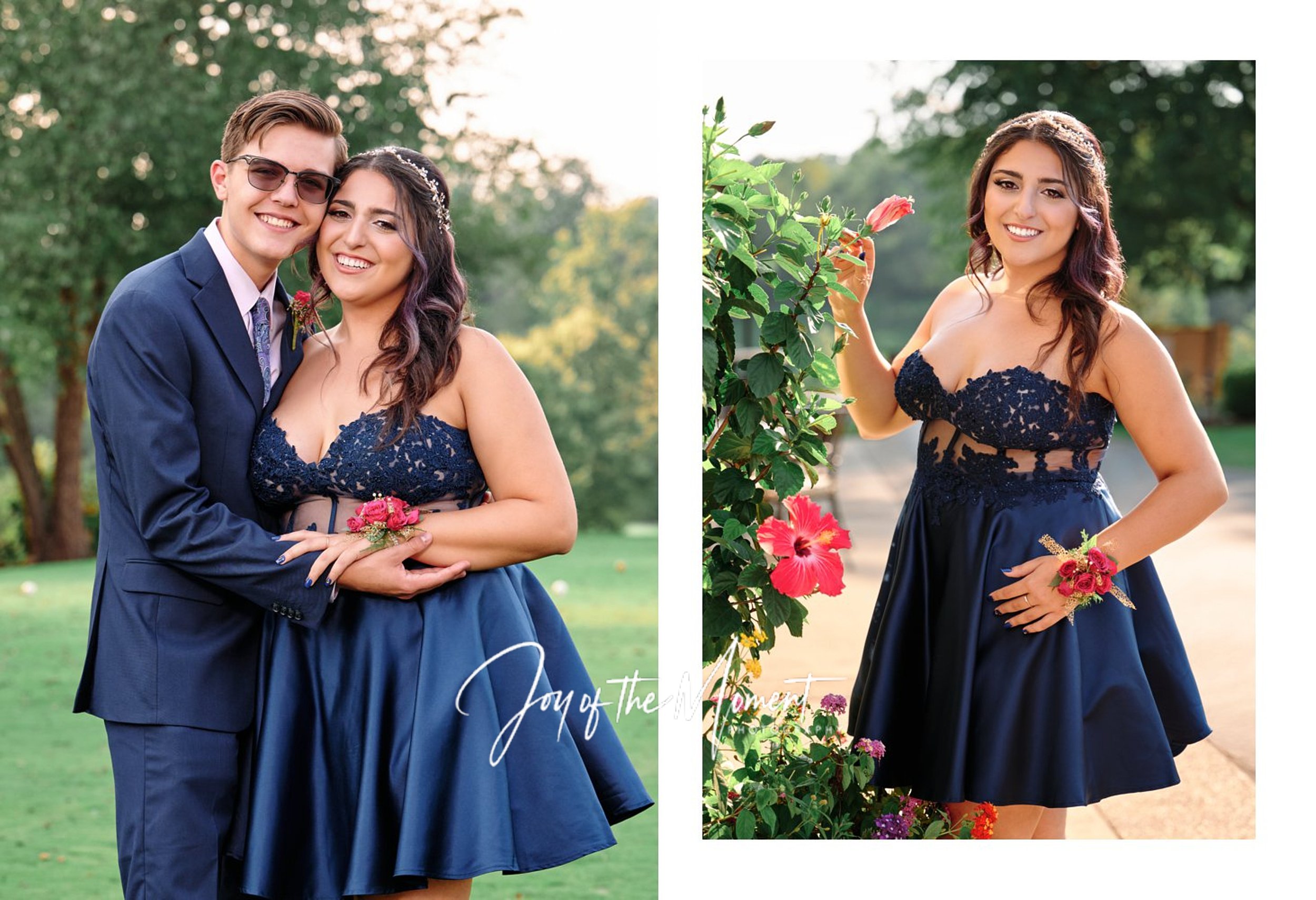  Portraits from Homecoming Dance at Valley Brook Country Club, south of Pittsburgh PA.  Nikki Golestan & Jonathan Robert Colombo, Alexandra Cordle & Griffin Hurt. Four teenagers look happy & beautiful 