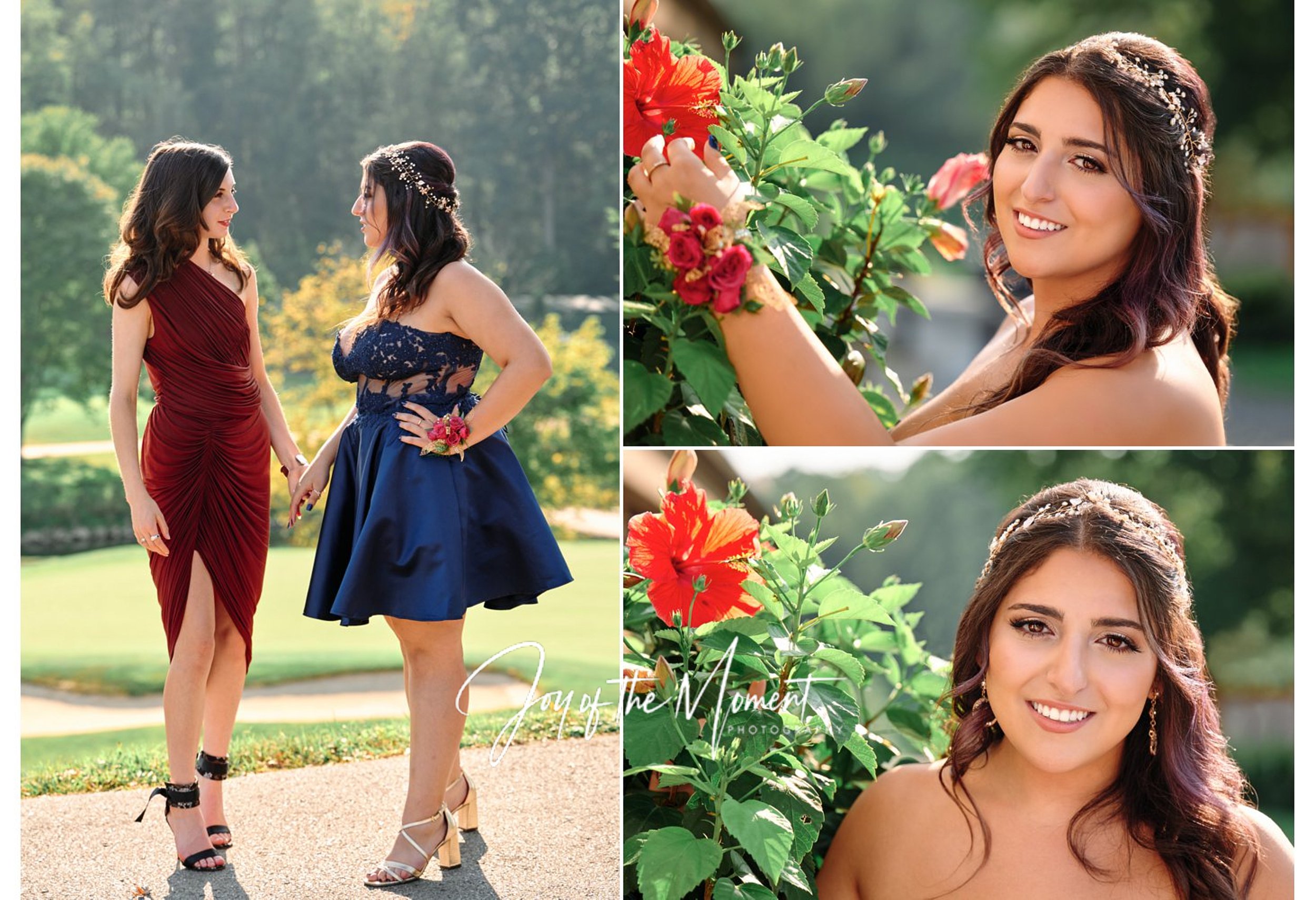  Portraits from Homecoming Dance at Valley Brook Country Club, south of Pittsburgh PA.  Nikki Golestan & Jonathan Robert Colombo, Alexandra Cordle & Griffin Hurt. Four teenagers look happy & beautiful 