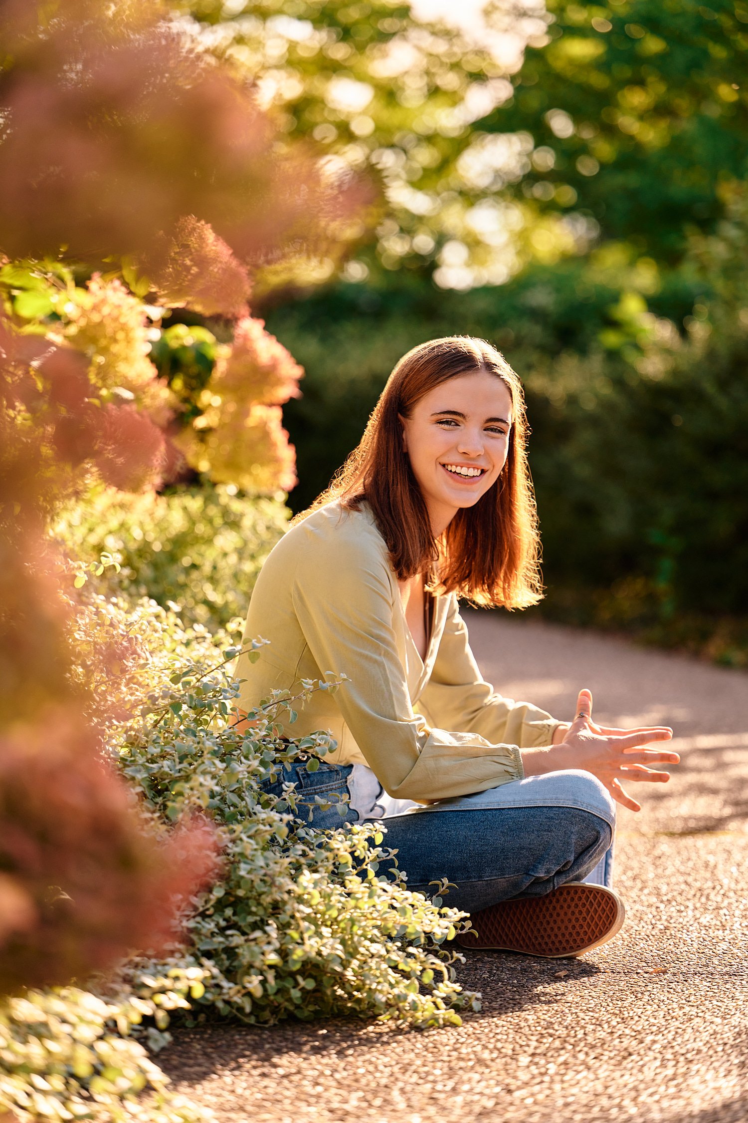  Josephine Reiter is posing for high school senior portraits at Phipps Conservatory in Schenley park and Homewood Cemetery in Pittsburgh. The October fall foliage colors are beautiful yellow & orange 