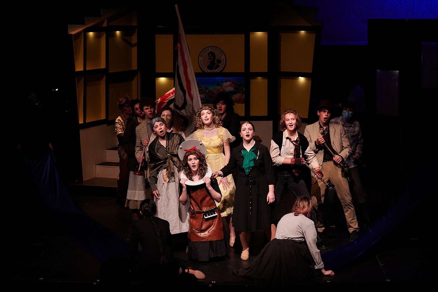  SEWICKLEY, PA, USA - MARCH 2ND 2022: High School students of Sewickley Academy are performing in an annual musical show “Urinetown” running on March 3rd-5th 2022. Claire Cable 