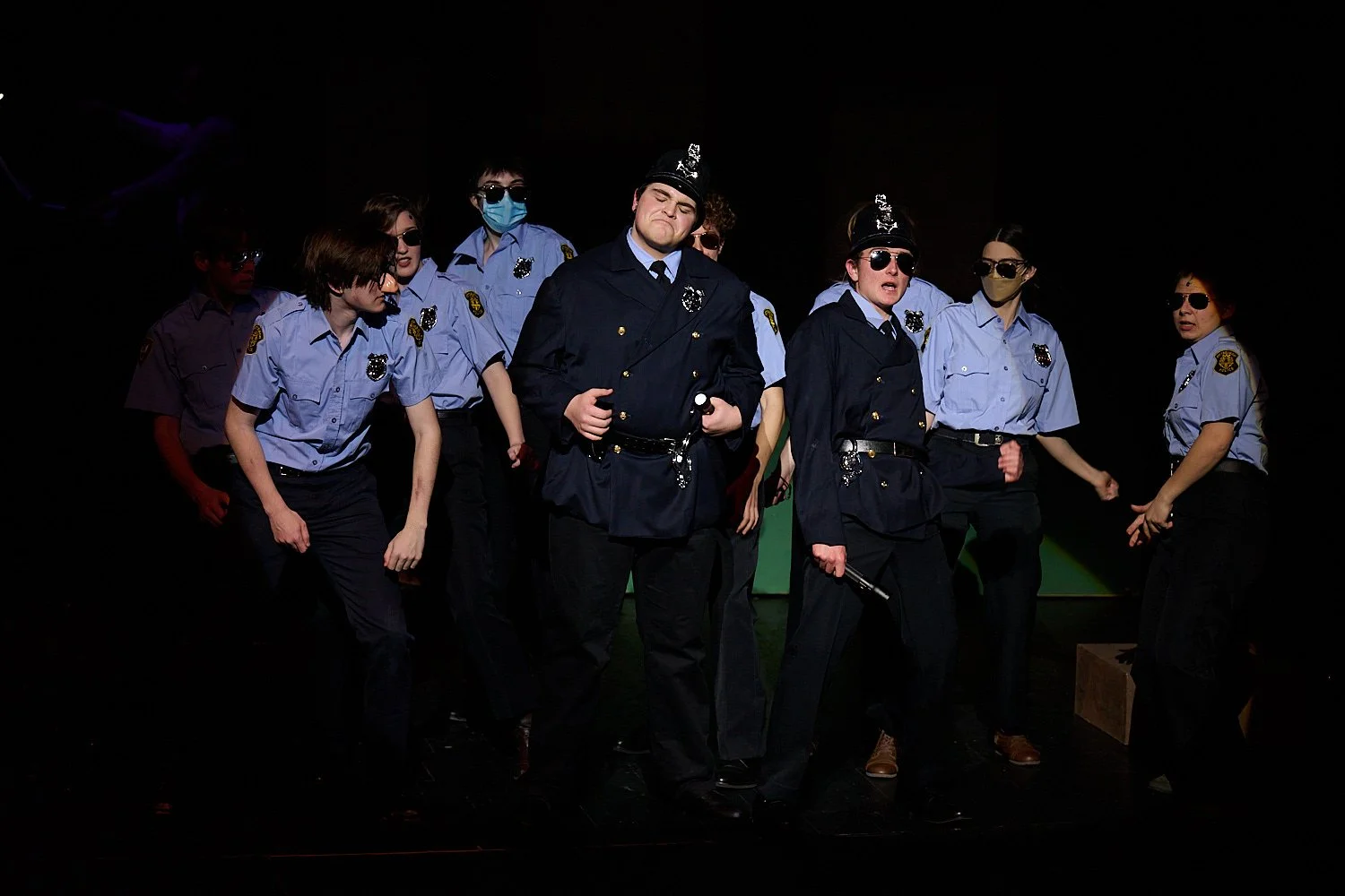 SEWICKLEY, PA, USA - MARCH 2ND 2022: High School students of Sewickley Academy are performing in an annual musical show “Urinetown” running on March 3rd-5th 2022. Ian Schneider.