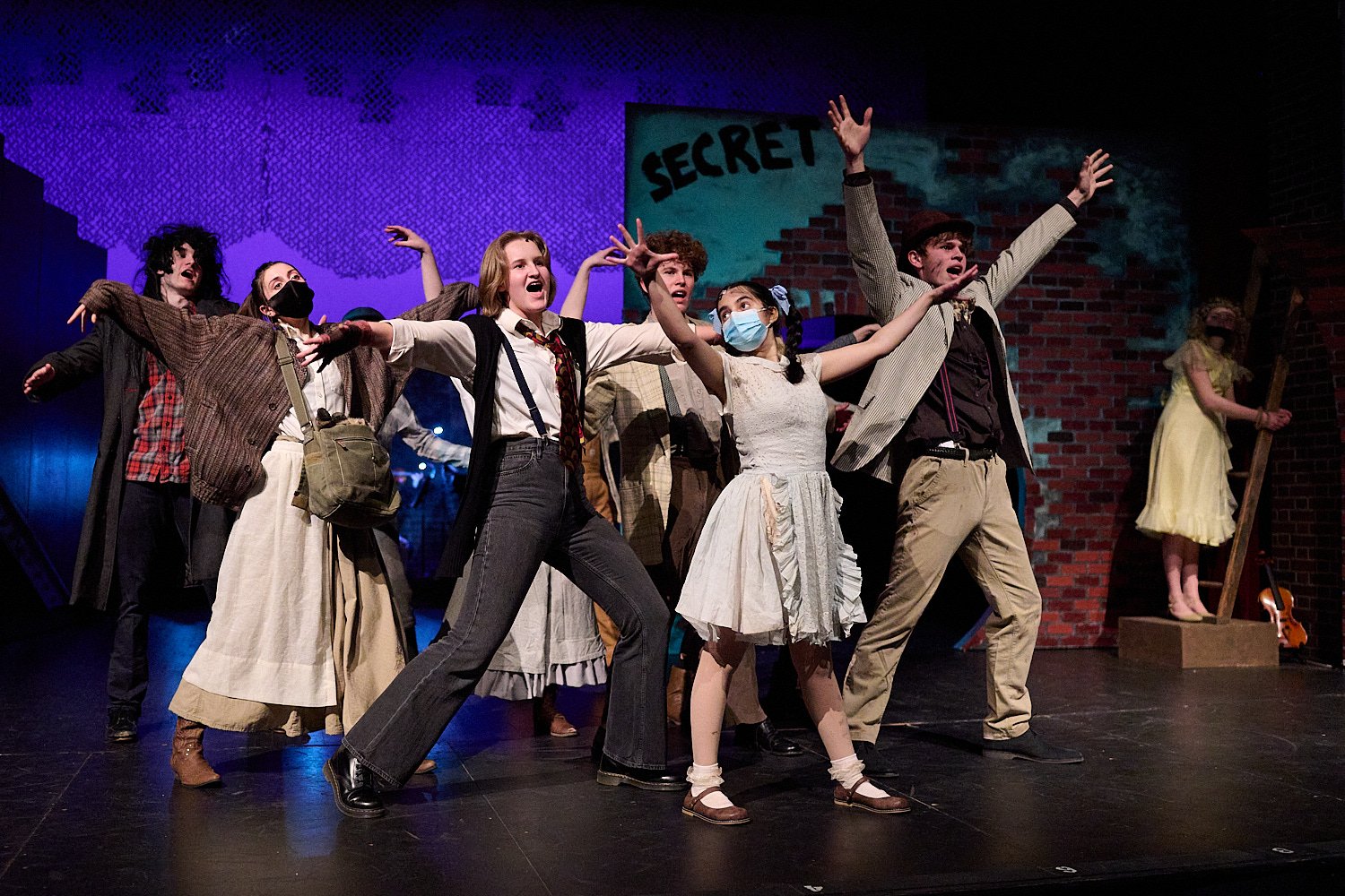  SEWICKLEY, PA, USA - MARCH 2ND 2022: High School students of Sewickley Academy are performing in an annual musical show “Urinetown” running on March 3rd-5th 2022. Shivali Saxena 