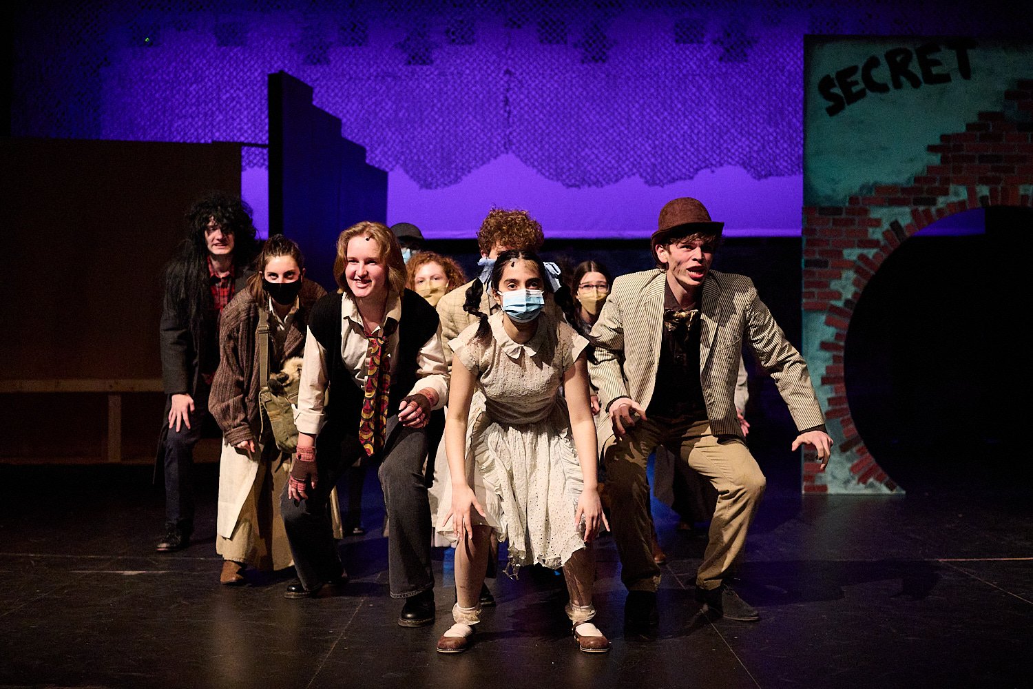  SEWICKLEY, PA, USA - MARCH 2ND 2022: High School students of Sewickley Academy are performing in an annual musical show “Urinetown” running on March 3rd-5th 2022. Alena Gurevich 