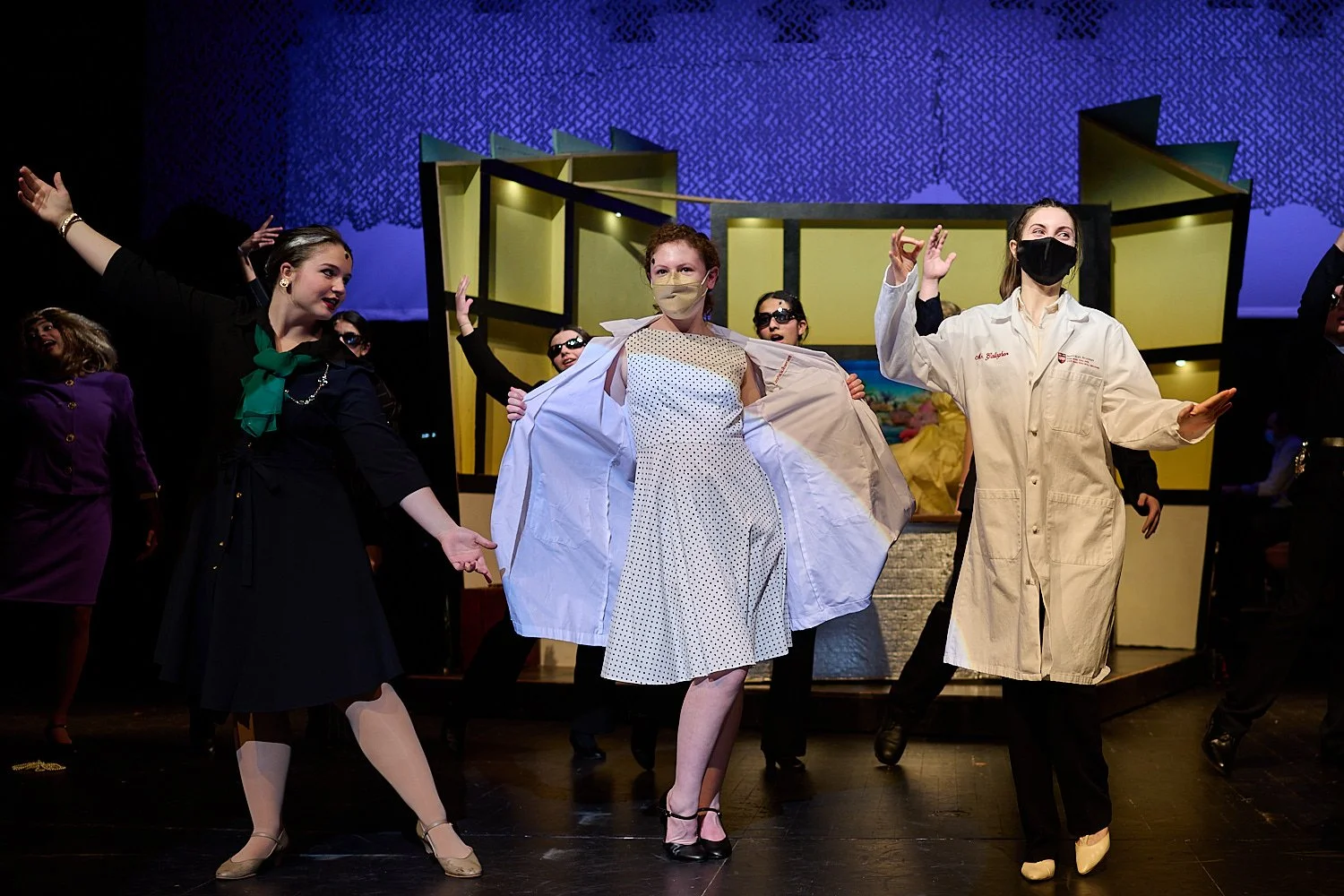 SEWICKLEY, PA, USA - MARCH 2ND 2022: High School students of Sewickley Academy are performing in an annual musical show “Urinetown” running on March 3rd-5th 2022. Sarah Grand 