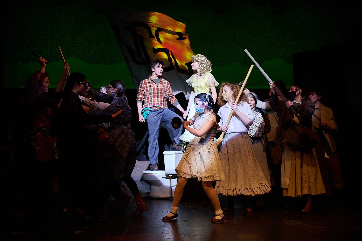  SEWICKLEY, PA, USA - MARCH 2ND 2022: High School students of Sewickley Academy are performing in an annual musical show “Urinetown” running on March 3rd-5th 2022. Sarah Grand 