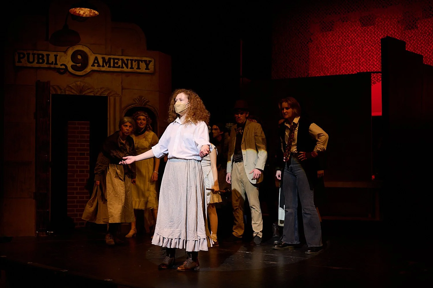  SEWICKLEY, PA, USA - MARCH 2ND 2022: High School students of Sewickley Academy are performing in an annual musical show “Urinetown” running on March 3rd-5th 2022. Sarah Grand 