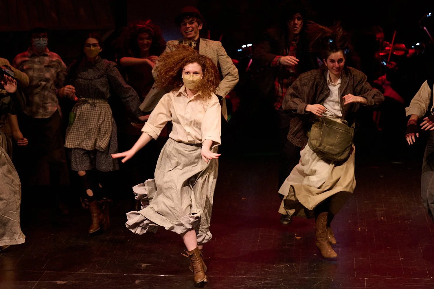  SEWICKLEY, PA, USA - MARCH 2ND 2022: High School students of Sewickley Academy are performing in an annual musical show “Urinetown” running on March 3rd-5th 2022. Sarah Grand 