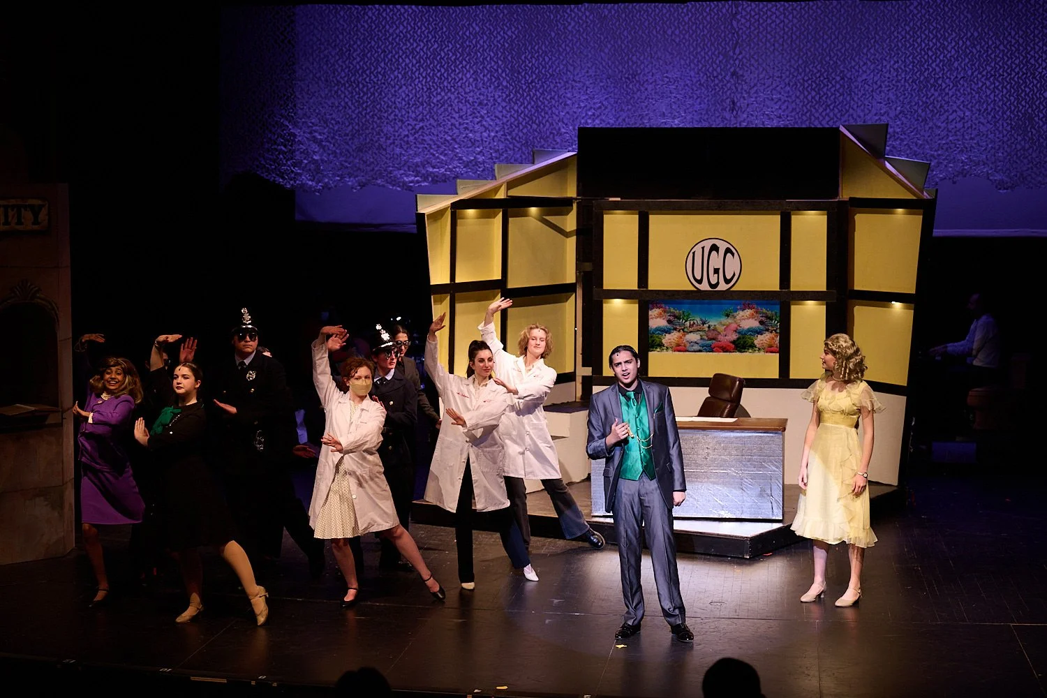  SEWICKLEY, PA, USA - MARCH 2ND 2022: High School students of Sewickley Academy are performing in an annual musical show “Urinetown” running on March 3rd-5th 2022. Sarah Grand 