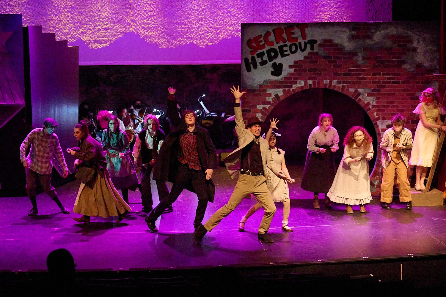  SEWICKLEY, PA, USA - MARCH 2ND 2022: High School students of Sewickley Academy are performing in an annual musical show “Urinetown” running on March 3rd-5th 2022. Logan Carlson 