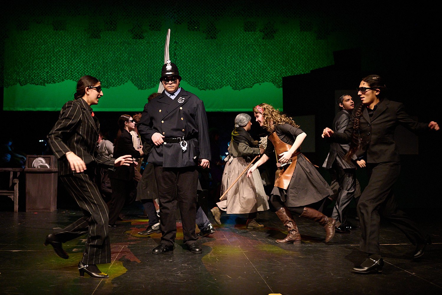  SEWICKLEY, PA, USA - MARCH 2ND 2022: High School students of Sewickley Academy are performing in an annual musical show “Urinetown” running on March 3rd-5th 2022. Avni Kathju 