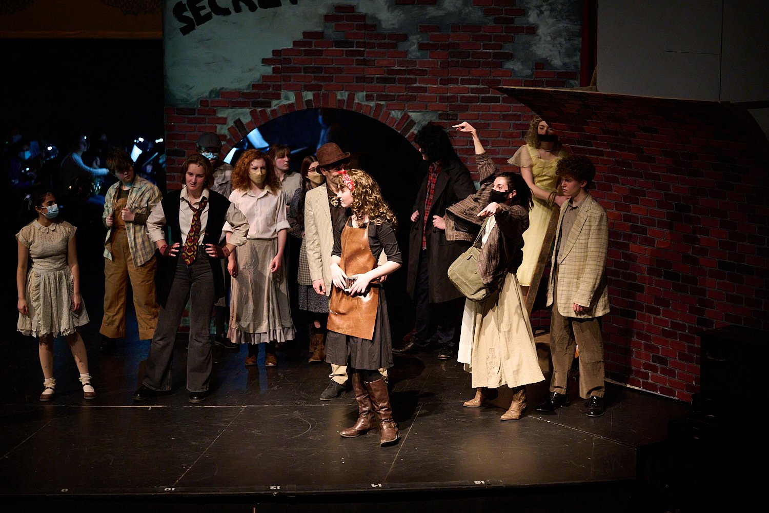  SEWICKLEY, PA, USA - MARCH 2ND 2022: High School students of Sewickley Academy are performing in an annual musical show “Urinetown” running on March 3rd-5th 2022. Alexandra Cordle 