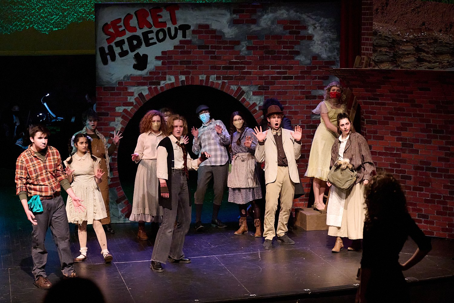  SEWICKLEY, PA, USA - MARCH 2ND 2022: High School students of Sewickley Academy are performing in an annual musical show “Urinetown” running on March 3rd-5th 2022. Ella Tominac-Ural 