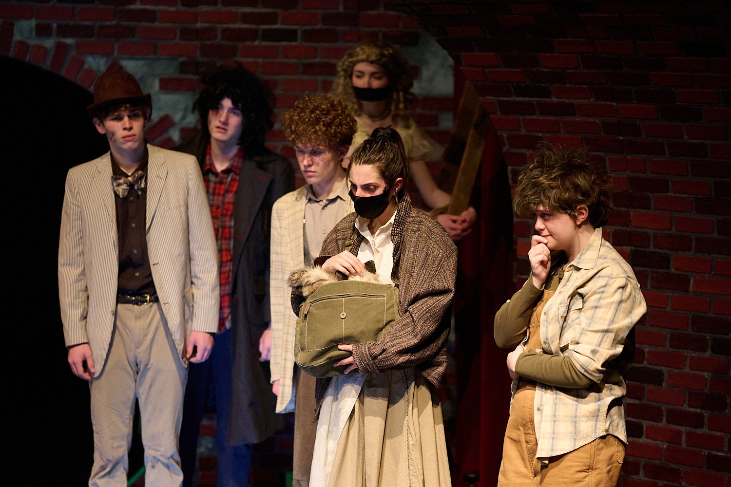  SEWICKLEY, PA, USA - MARCH 2ND 2022: High School students of Sewickley Academy are performing in an annual musical show “Urinetown” running on March 3rd-5th 2022. Kayla Hall 