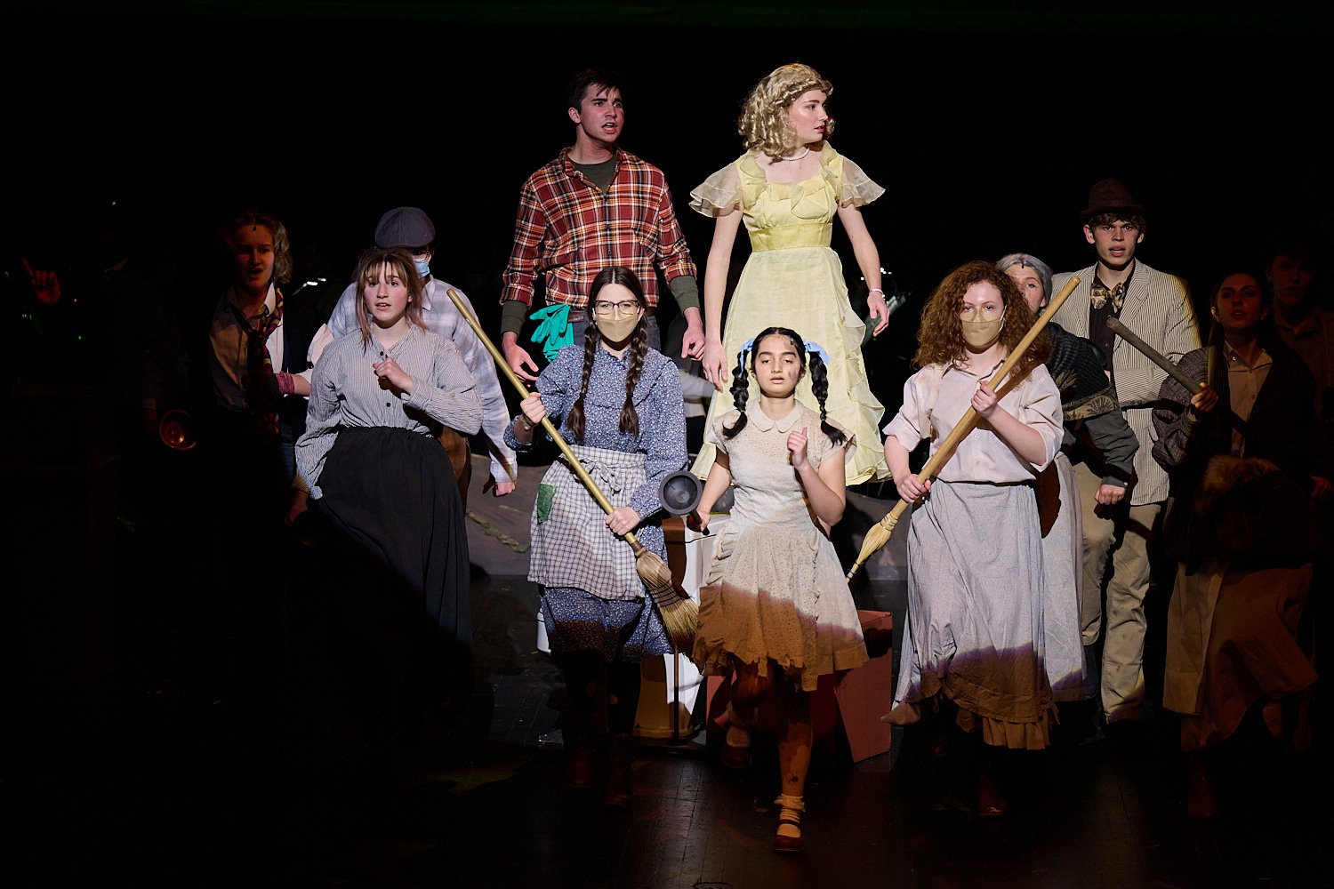  SEWICKLEY, PA, USA - MARCH 2ND 2022: High School students of Sewickley Academy are performing in an annual musical show “Urinetown” running on March 3rd-5th 2022. Alaina Ohr 