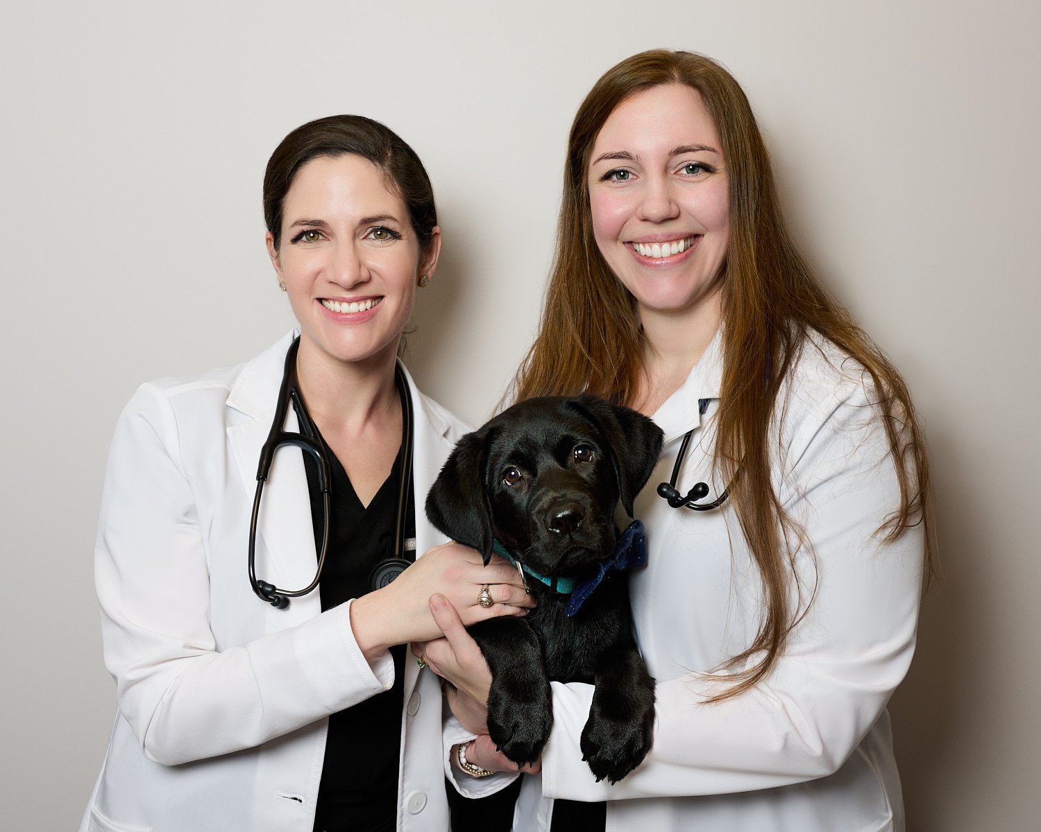  THE WOODLANDS, TEXAS - MAY 1ST 2023:  two female veterinarians, Dr. Lindsay Nicholson and Dr. Kathryn Salcetti of True Animal Vet for a Living Magazine feature as Inspiring Women of May 2023. 