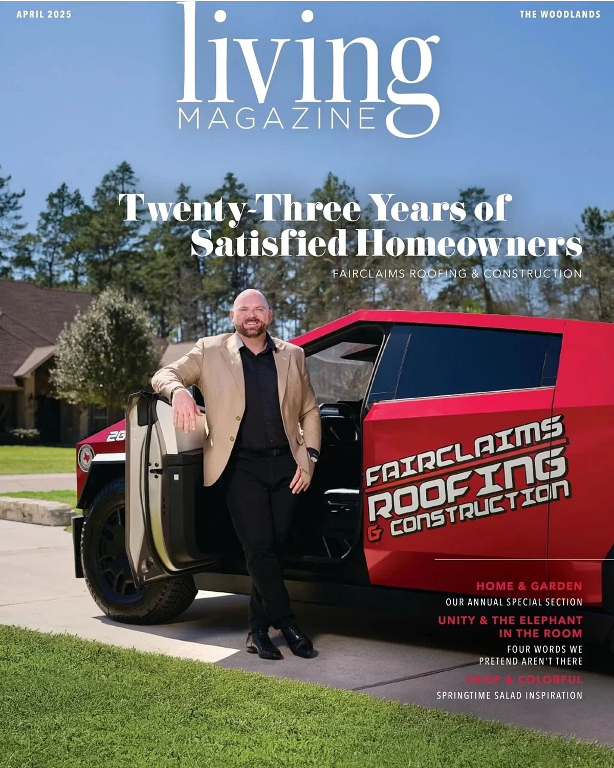 Fairclaims Roofing & Construction: Celebrating 23 Years of Excellence with Justin O’Neal on the Cover of Living Magazine
