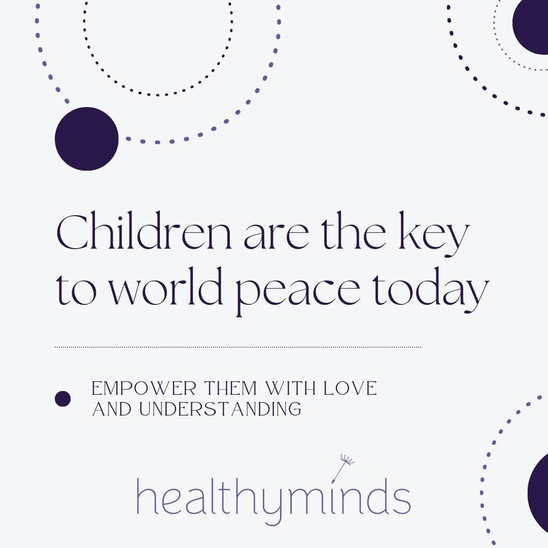 Let's inspire our little ones to be peacemakers. 🌍✨ Teach kindness and understanding today, for a brighter tomorrow. Together, we can make the world a more peaceful place. Visit healthymindscal.com/group-therapy for more ways to nurture peace at hom