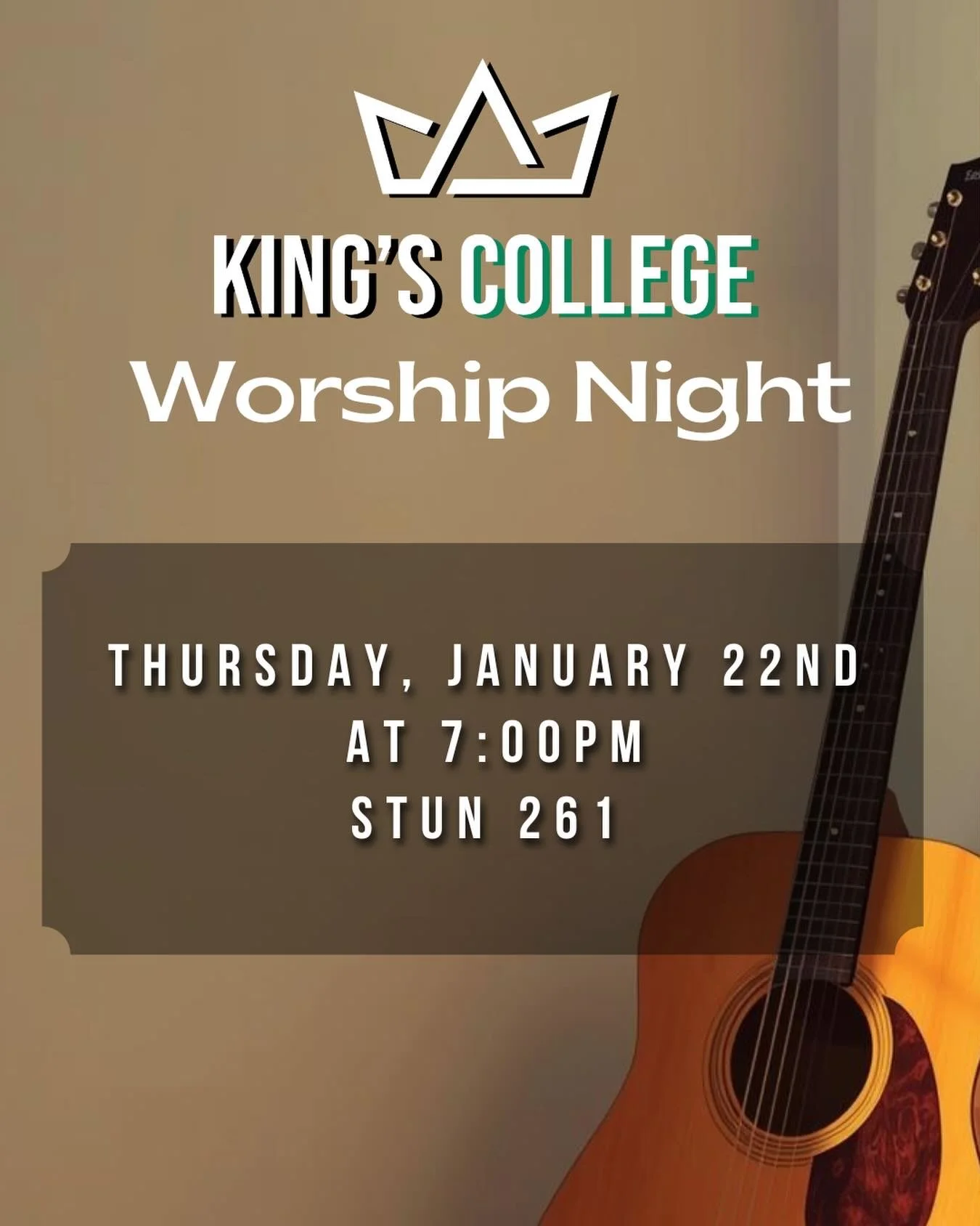 Join us Thursday, January 22nd in the Student Union (STUN 261) for our first worship night of the semester! We&rsquo;d love to see you there! &ldquo;Let everything that has breath praise the Lord!&rdquo; (Psalm 150:6)