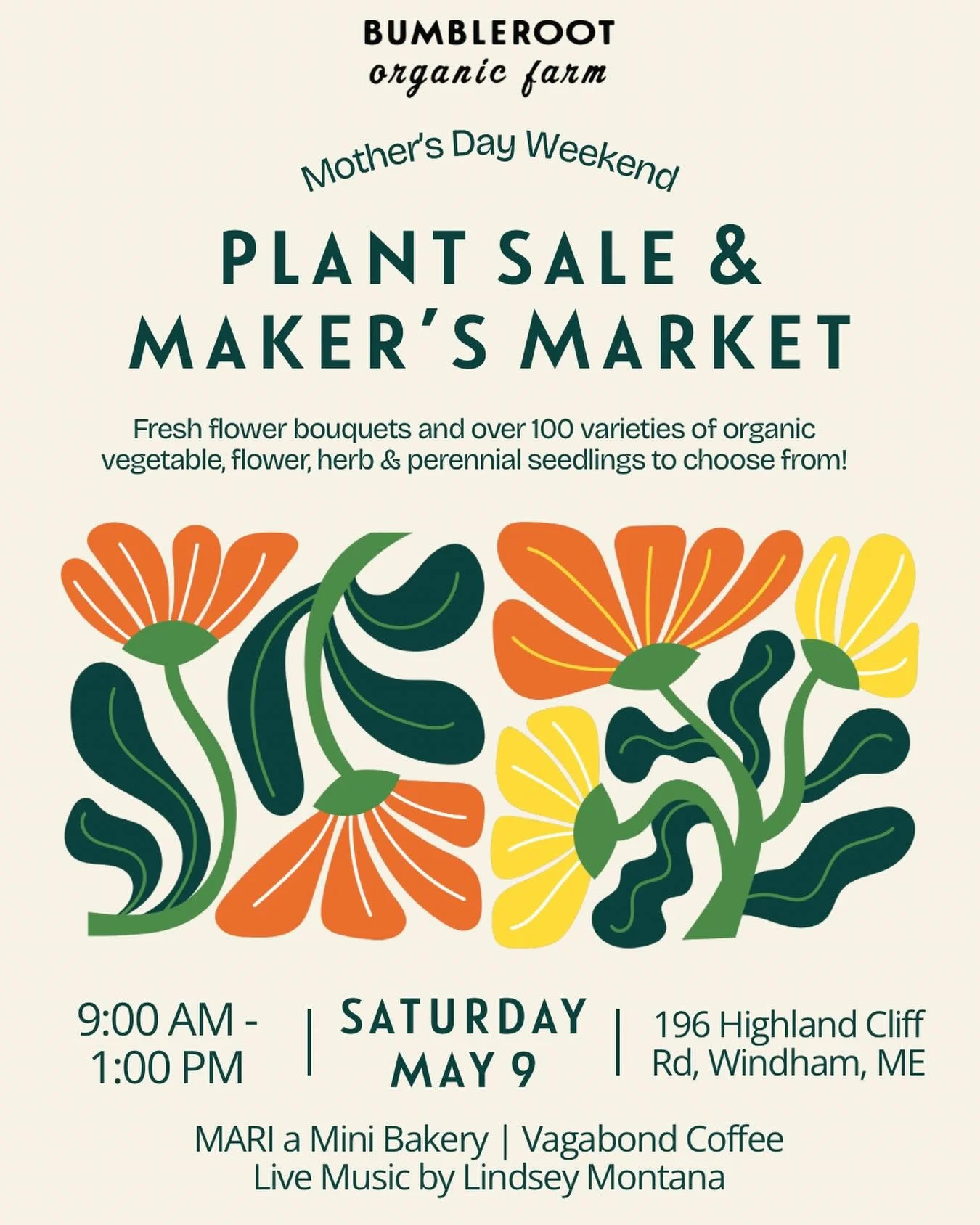 SATURDAY, MAY 9! Mark your calendars for opening day at the farm stand! Come kick off the season at our annual Mother&rsquo;s Day Weekend plant sale &amp; Makers Market.

💐 Flower bouquets!
🌱 Seedlings &amp; native perennials
🍪 Pastries by @kelsey