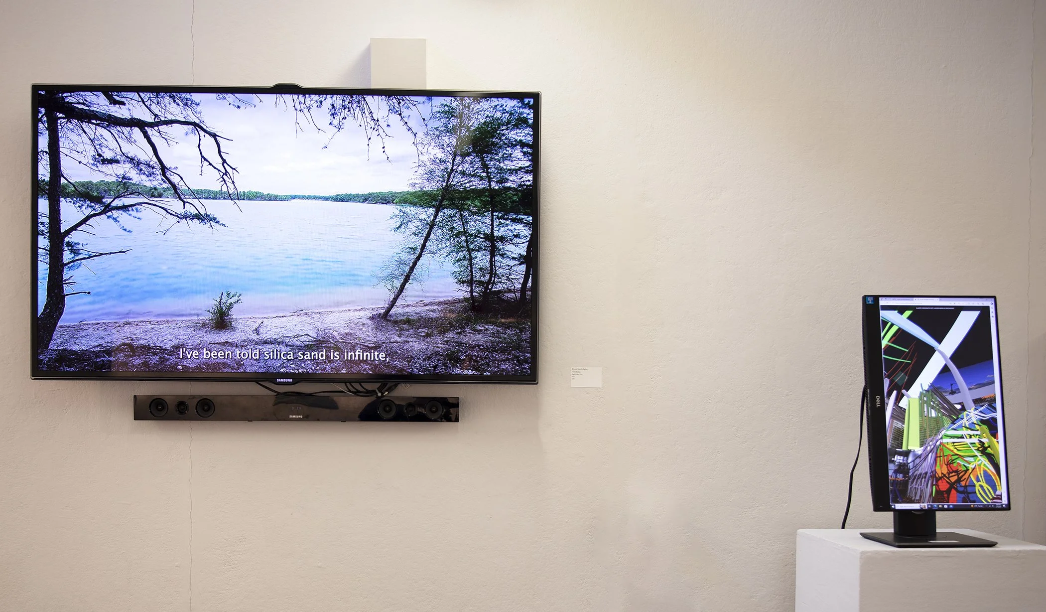 Kristin Neville Taylor (left) "End of Days"; Arden Bendler Browning (right) "Elastic Geography.EXT"