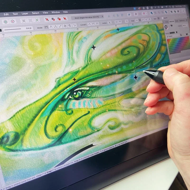 Image of The Wood Dragon artwork in progress.