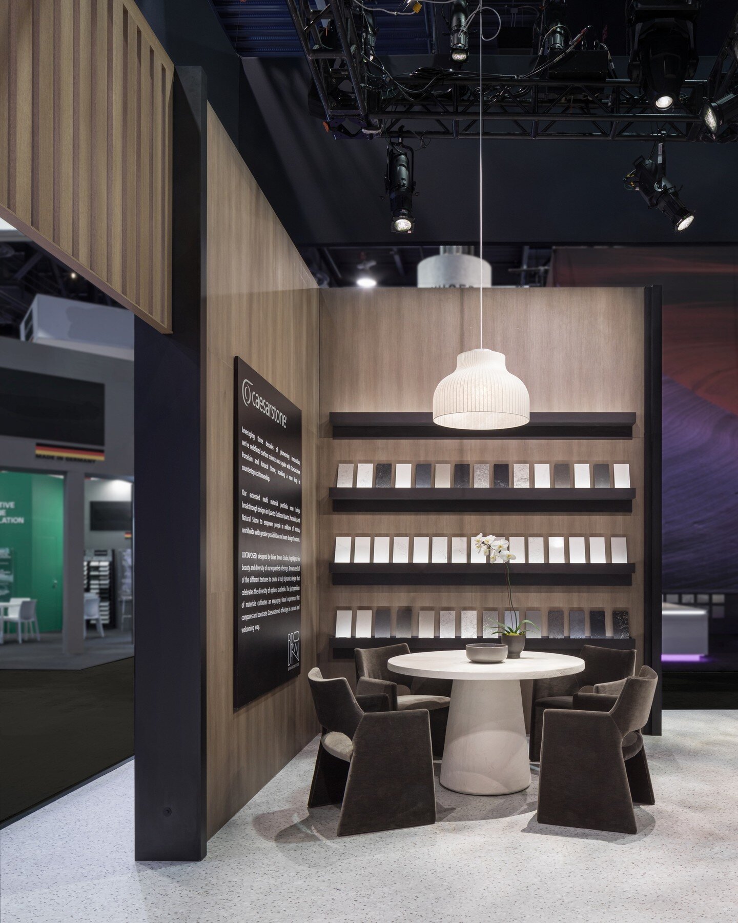 Creating moments of connection. In any design (residential, commercial or temporary spaces) human connection needs to be supported. Here we created space for Caesarstone's clients to connect with them. Supporting the launch of their new collection wa