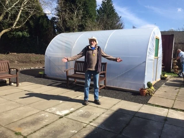 Frank and the Polytunnel.JPG