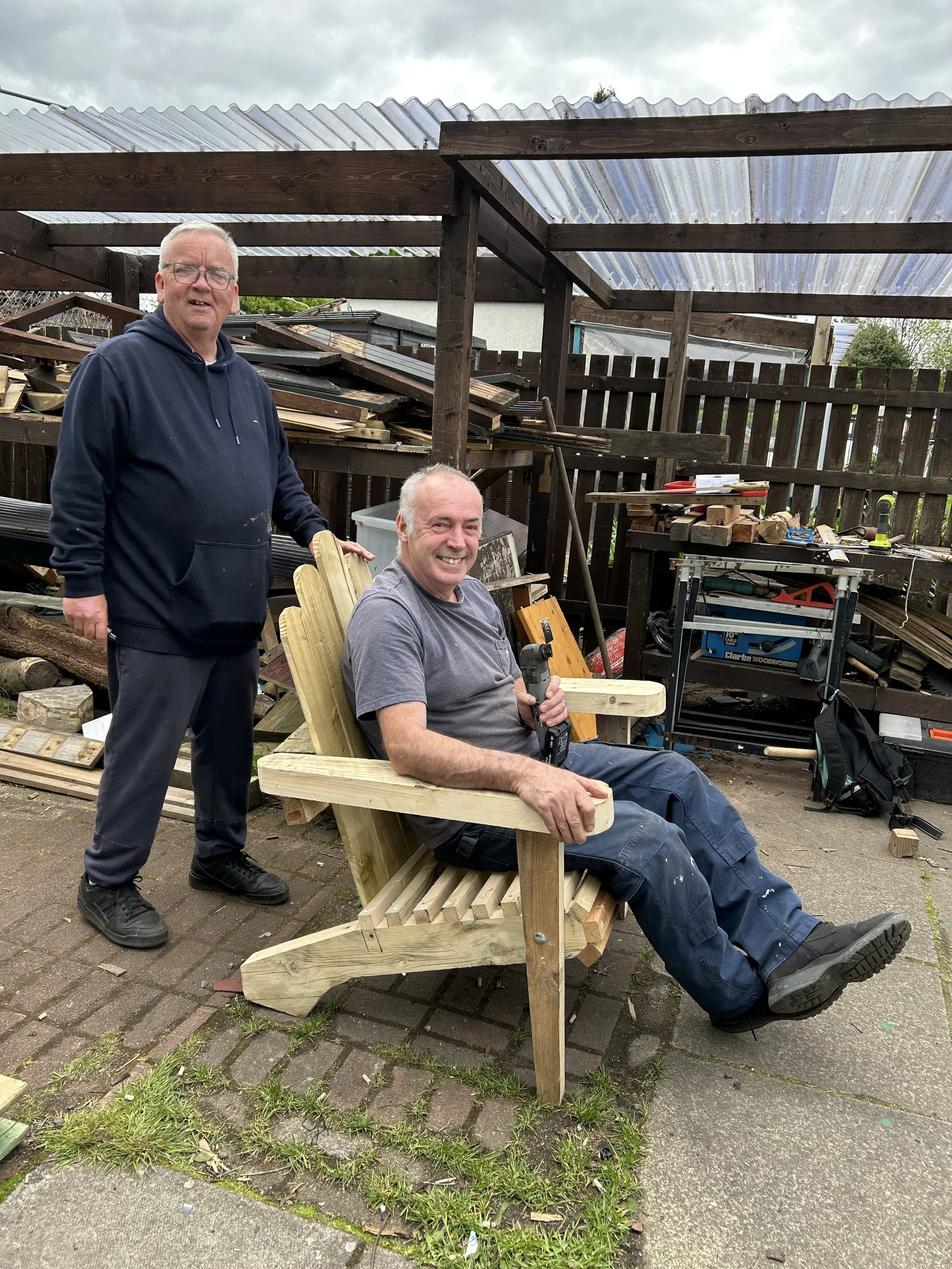 James & Sammy building a relaxing chair