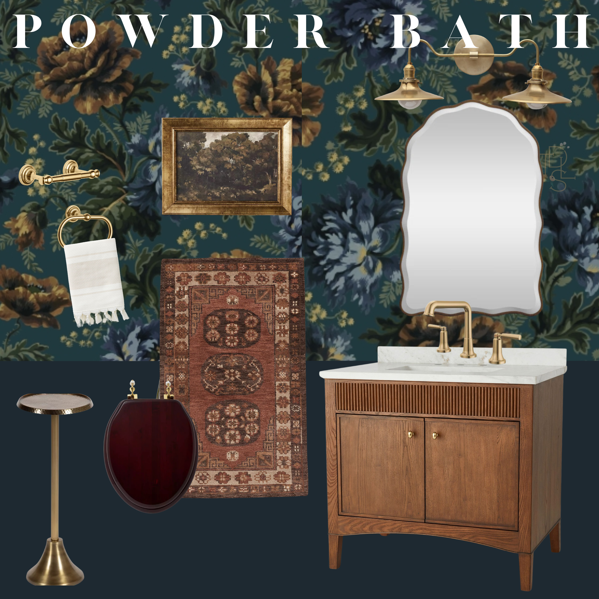 Bold Florals & Deep Hues: A Moody Powder Room — The Divine Living Space