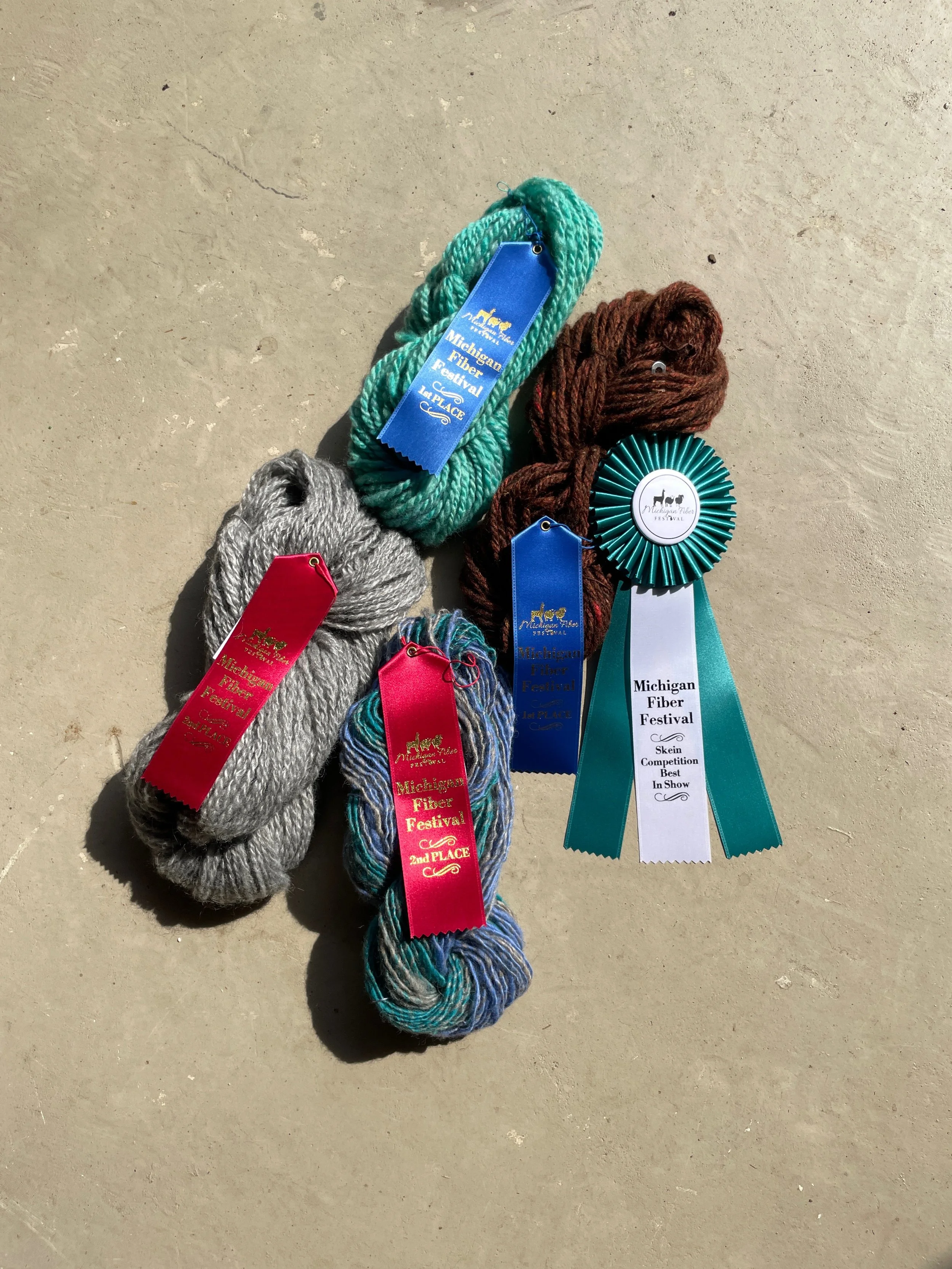skein competition awards, including best in show, at Michigan Fiber Festival