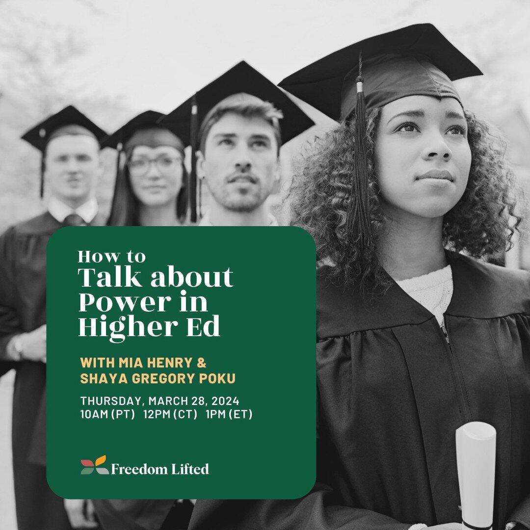 Free webinar happening on Thursday, March 28th! 🖥 

Join Shaya Gregory Poku, Vice President of Equity and Social Justice at Emerson College, and Mia Henry, CEO of Freedom Lifted, for this 1-hour webinar designed specifically for equity leaders in hi