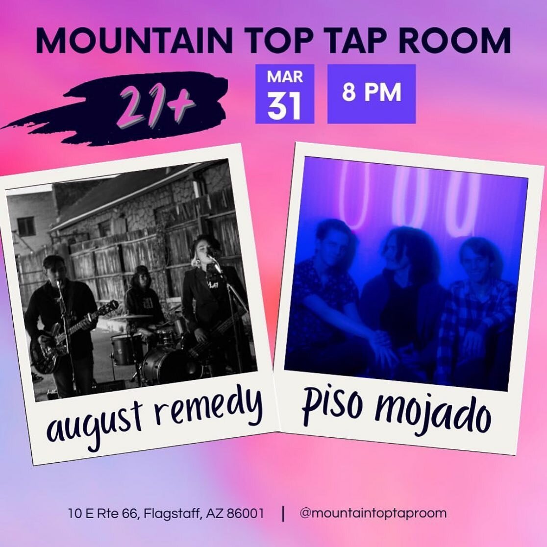 Come see @pisomojadomusic and @august_remedy tomorrow night at 8! 🎉 As always, no cover charge (cause we love you guys)