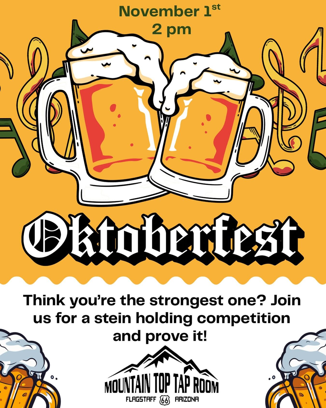 October may be coming to an end, but the fall season is just starting 🍂 join us this Saturday and prove your strength on our stage with other contestants, winner gets a notable title and a sturdy Sam Adams Stein to drink out of at the bar and take h