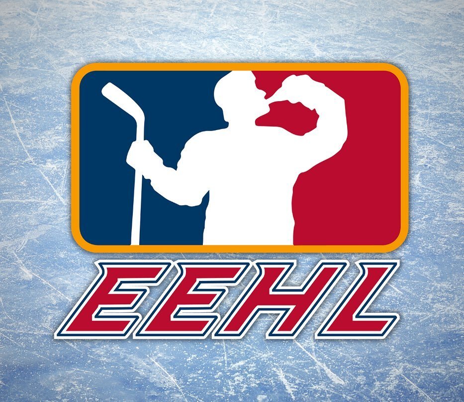A little rebrand fun for the East End Hockey League 🏒🥅🍺

Inspired by the Newfoundland &amp; Labrador flag colours on the beer league emblem and a twist on the NHL typeface.

*if the beer league emblem is your work, please let us know for credit. T