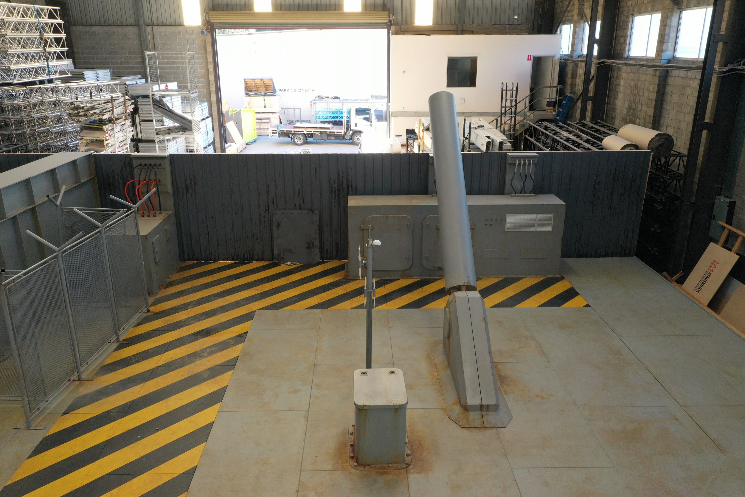 Set pieces for Interceptor movie. All made from timber and scenically finished to look old and rusty.  