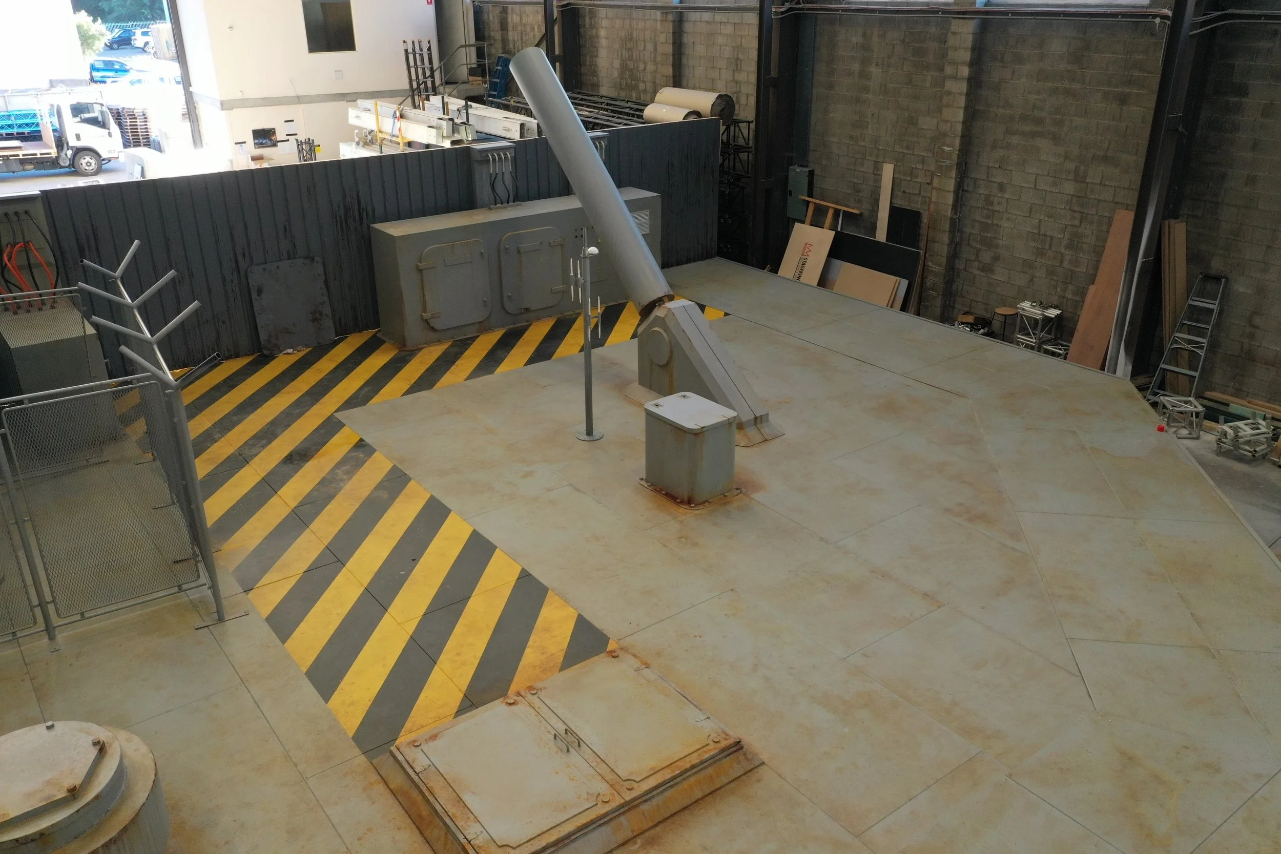 Set pieces for Interceptor movie. All made from timber and scenically finished to look old and rusty. 