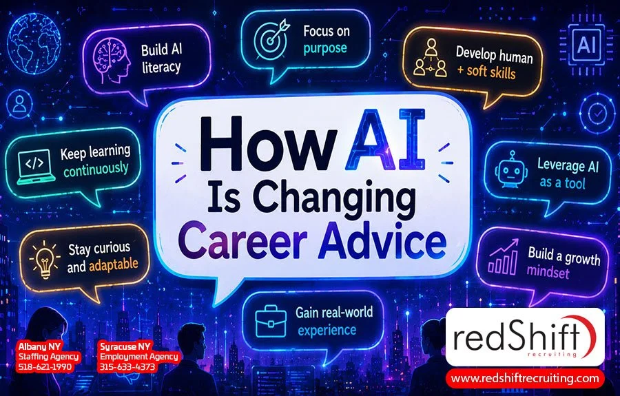 speech bubbles sharing different perspectives on AI, career advice, and the future of the job market from parents, recruiters, educators, and students