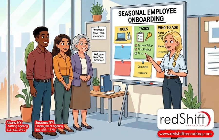 seasonal onboarding immediate access to initial training materials, company culture, safety protocols