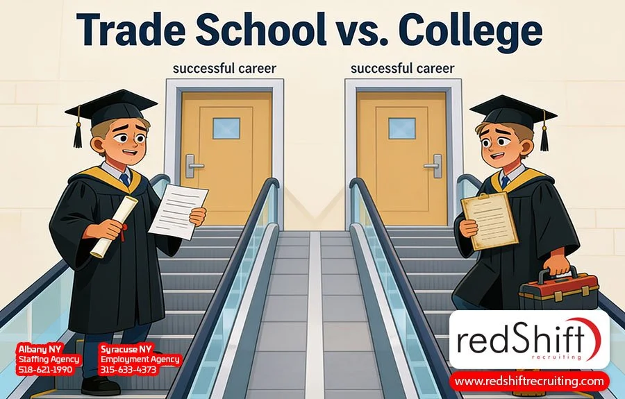 trade school vs. college education, trade school graduates earn average salaries to college graduates