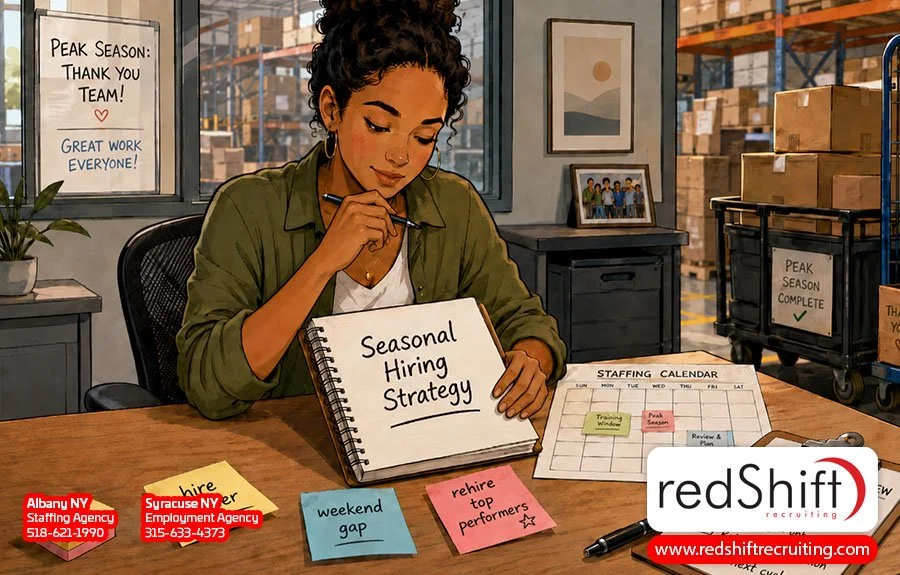 quick tips for seasonal hiring strategy; hiring seasonal talent temporary employees for peak season