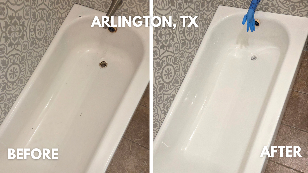 Standard size steel tub refinished in Arlington, TX