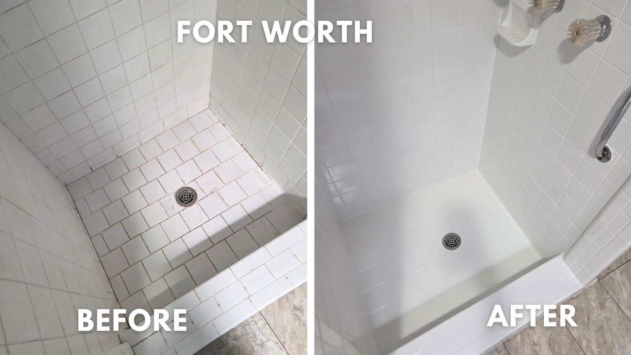 Tile shower stall deep cleaned and reglazed in Wedgwood neighborhood Fort Worth, Texas
