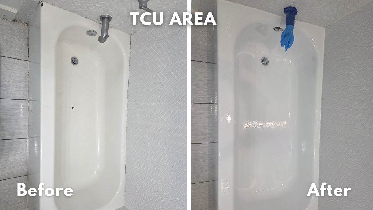 porcelain bathtub with chip repair and reglazing in Fort Worth, TX 76109