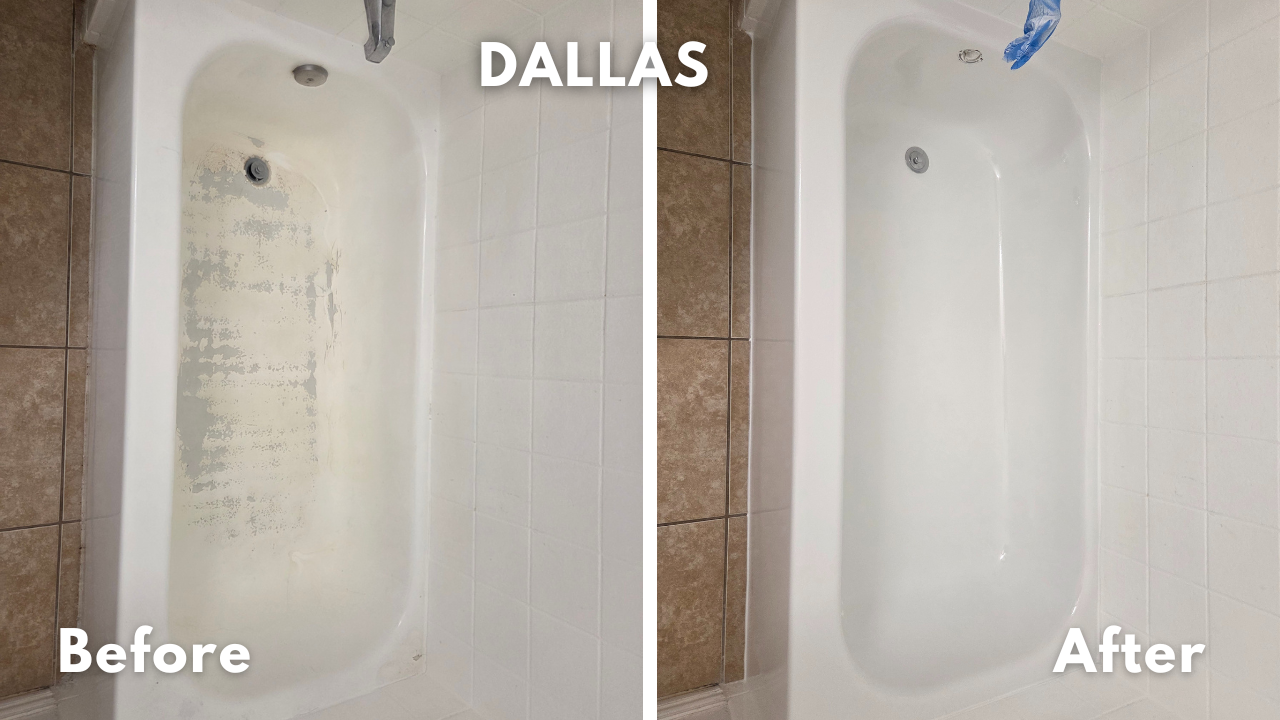 Peeling epoxy bathtub paint stripped and refinished in Dallas, TX